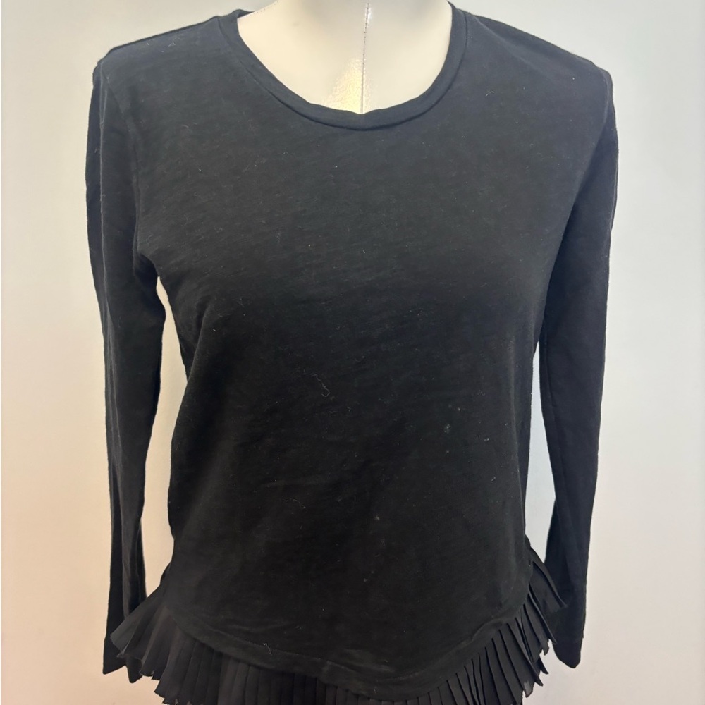 Jcrew Black Long Sleeve sweater with Pleated Hem